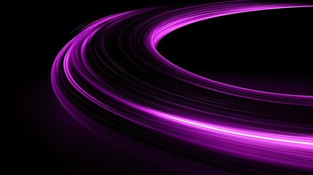 Abstract swirl of purple light streaks on black background motion blur