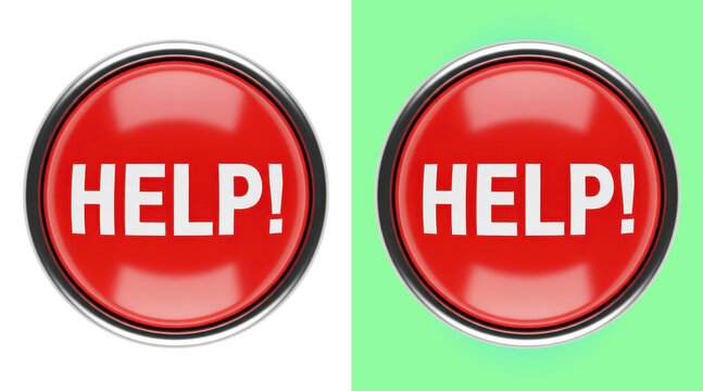 Red round help button 3D render