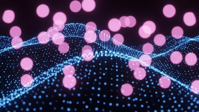 Luminous blue wave morphs shape  abstract glowing background 4K video footage 