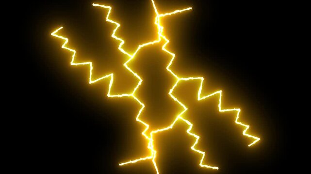 Dynamic electric thunderbolt strike with blue lightning arcs, realistic storm energy, glowing plasma flashes, powerful discharge bursts and bright sparks on black background for,4k video