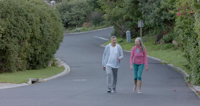 Lifestyle videos outdoor of people doing activities, enjoying morning exercise, couple walking outdo