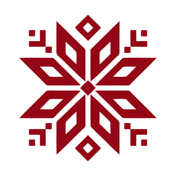 Red geometric snowflake pattern icon for winter holiday design Vector