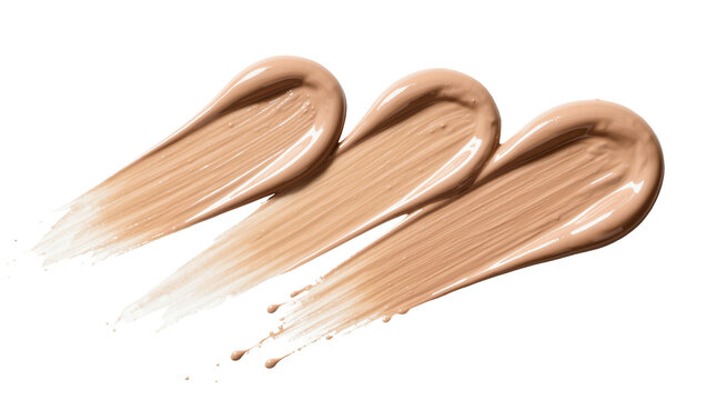 Three creamy beige foundation swatches, isolated on transparent background