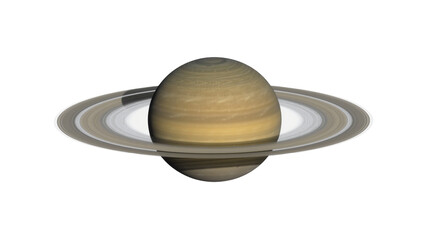 Saturn planet with prominent rings, isolated on transparent background © iPNGi