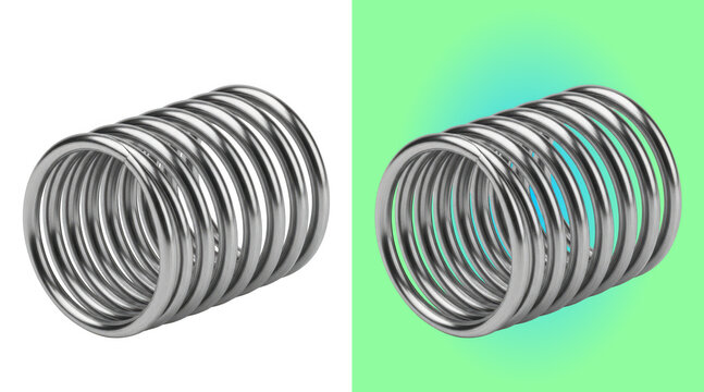Shiny silver metallic coil spring