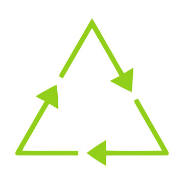 Green recycle symbol icon showing a triangle shape made of three arrows for environment Vector