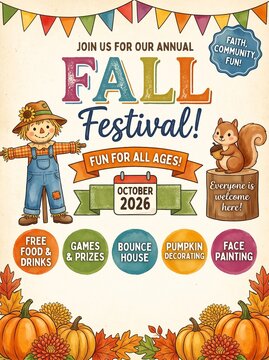 Fall Festival Promotional Poster With Rustic Autumn Decorations
