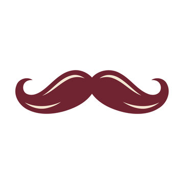 A dark purple cartoon mustache icon for men fashion and barber shop design elements Vector