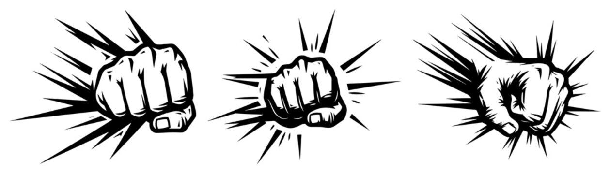 Comic punching fist impact collection