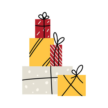 Stack of Christmas gift boxes vector isolated on white background