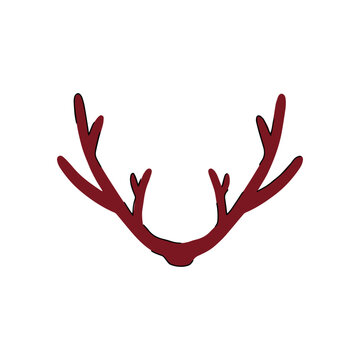 Red reindeer antlers vector isolated on white background