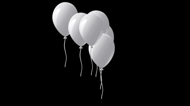 Bunch of white balloons isolated on black