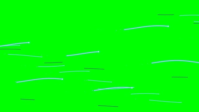 Premium 6-second seamless loop of glowing fiber optic light trails racing across a dark background. Thirty trails are organized in three depth layers &mdash; eight bright foreground trails, twelve mid-layer