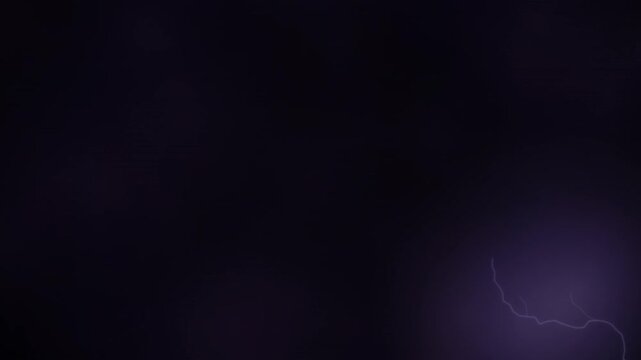 Cinematic horror motion background featuring multi-layered volumetric dark purple fog drifting across a 4K frame, punctuated by deterministic perimeter lightning strikes that cast realistic atmospheri