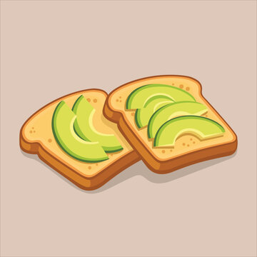 Avocado toast slices isolated vector icon
