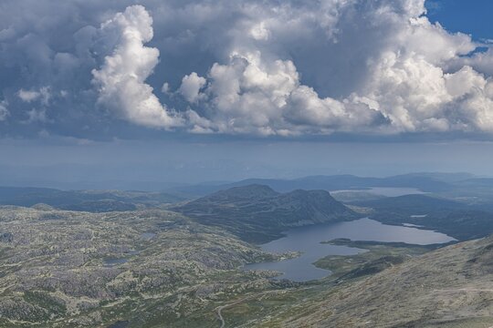 Mountain scnerey around Gausta or Gaustatoppen highest mountain in Norway, Telemark, Norway