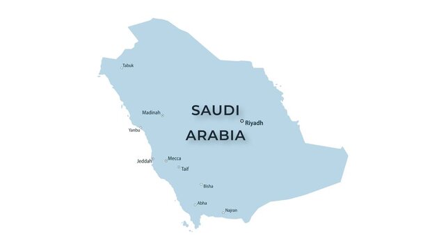 Saudi Arabia Map With Cities, Smooth Fade In and Fade Out Animation