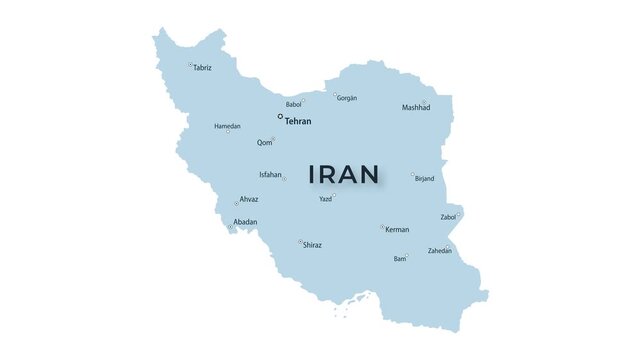 Iran Map With Cities, Smooth Fade In and Fade Out Animation