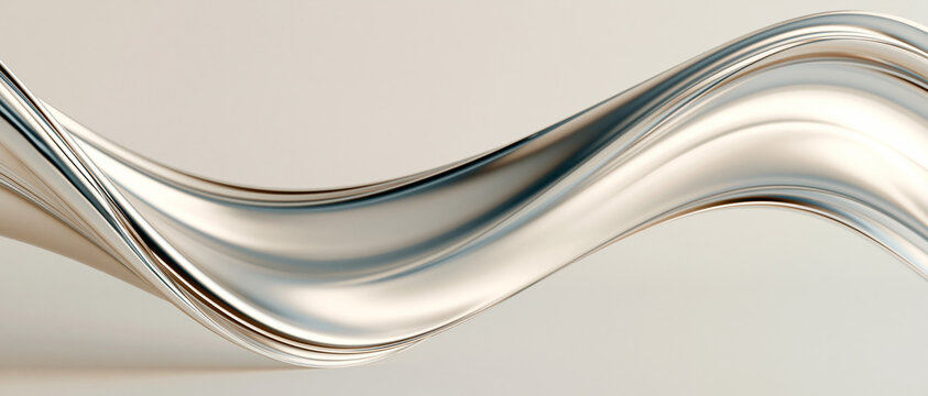 Smooth polished metallic curved structure reflecting soft studio light