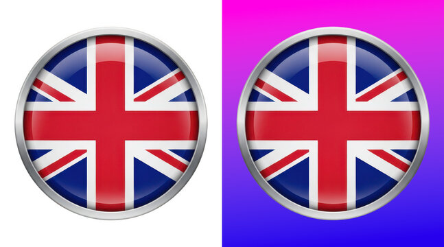 United Kingdom Flag Buttons with 3D Shine Effect