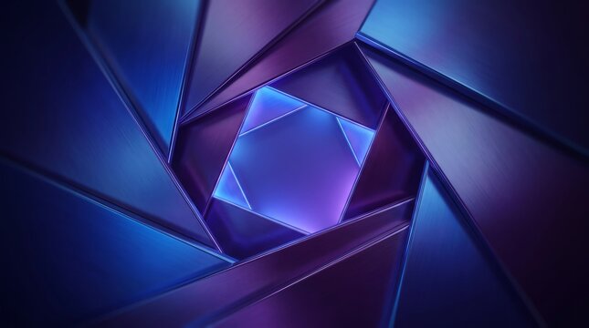 Abstract geometric background with metallic blue and purple triangular panels