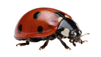 Red ladybug with black spots, isolated on transparent background © Charlie