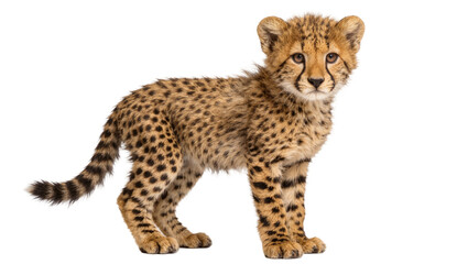 Adorable cheetah cub with spotted fur, isolated on transparent background © Charlie