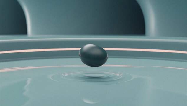 Dark stone on calm water with gentle ripple in a minimal scene, symbolizing inner peace, balance, mindfulness, and quiet reflection.
