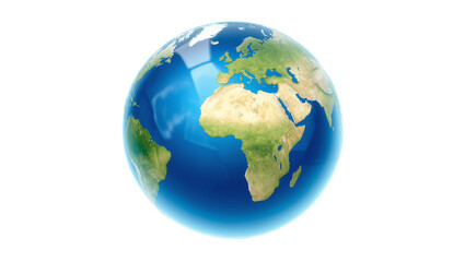 Shiny blue planet Earth with continents and oceans, isolated on transparent background © Charlie