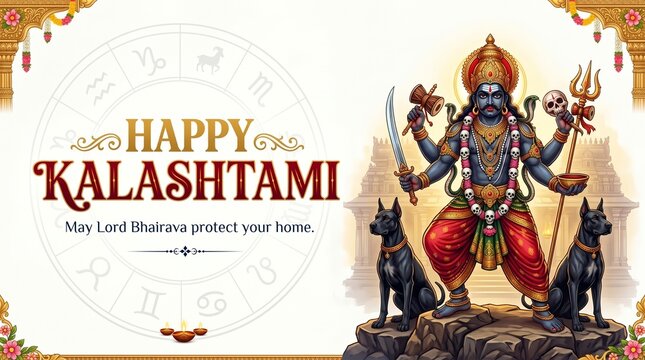 Happy Kalashtami Lord Kaal Bhairava Sacred Festival Banner
