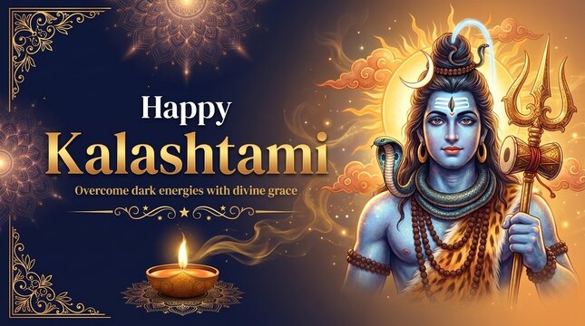 Happy Kalashtami Lord Shiva Golden Trishul Festival Banner
