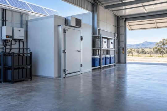 Solar-powered walk-in medical refrigerator and thermal storage units during continuity response in regional rural health depot
