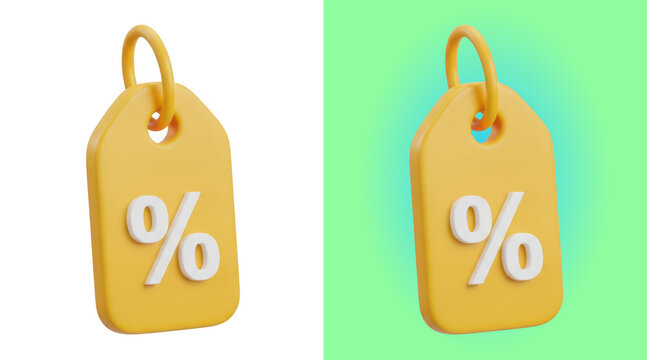 Yellow percentage discount sale tags