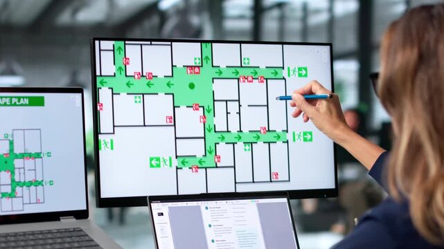 Safety Officer Reviewing Emergency Exit Routes