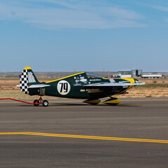 Fototapeta premium National Championship Air Races 9-18-2026 Roswell NM USA Formula 1 class aircraft at the National Championship Air Races at the Roswell International Air Center