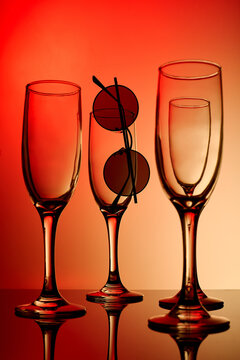champagne glasses and sunglasses