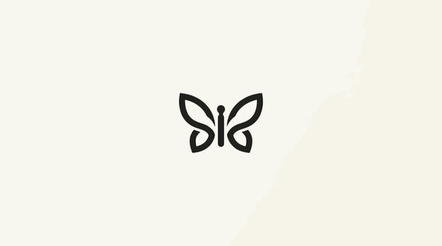 Minimalist butterfly logo design vector with elegant black line art on a light background for branding