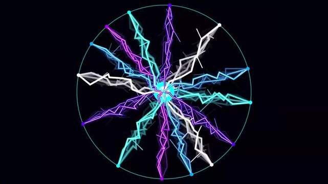 High quality seamless high-voltage lightning plasma loop featuring tesla coil plasma ball.Ideal for sci-fi backgrounds, energy intros, physics documentaries, technology visuals, and microstock video 