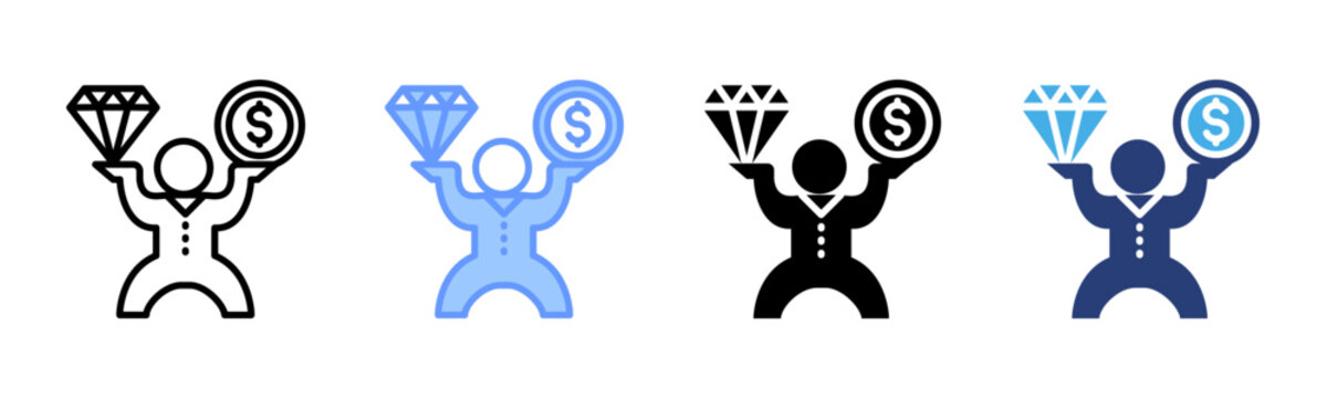 Value Proposition icon set multiple style collection