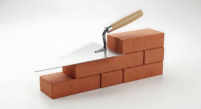 brick stack with trowel on top for construction or DIY project