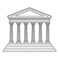 Obraz premium Classical bank and government building icon set, courthouse, finance and legal institution symbols for authority, law and public services vector designs