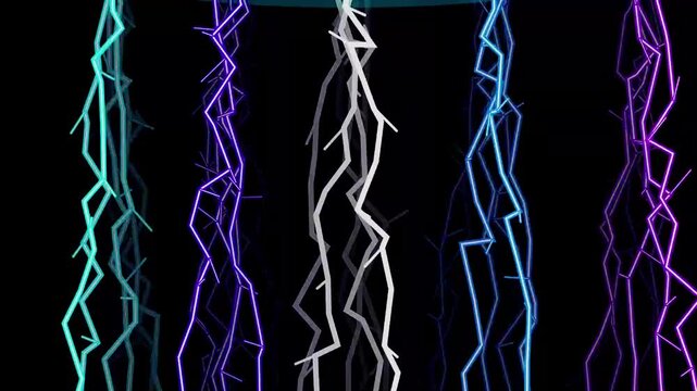 High quality seamless high-voltage lightning plasma loop featuring forked cloud to ground electrical lightning.Ideal for sci-fi backgrounds, energy intros, physics documentaries, technology visuals