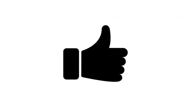 Thumbs Up Gesture Solid Animated Icon With Alpha Channel. Approval, Agreement, And Positive Feedback Silhouette Motion Graphic. Social Media Interaction And Communication. On Transparent Background