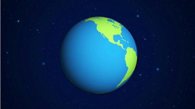 Flat design spinning Earth globe isolated on a clean background, ideal for global, technology, and environmental concepts