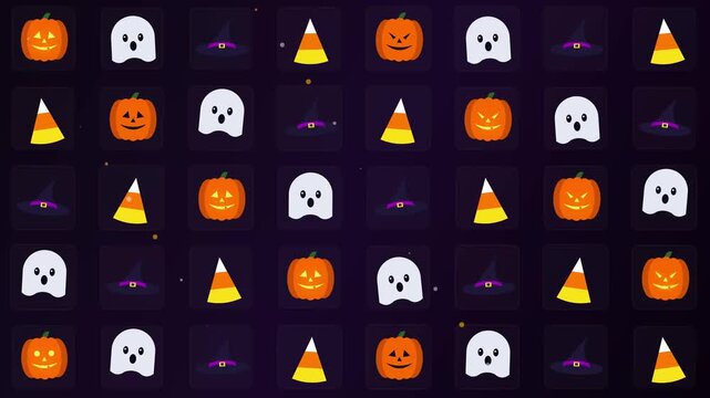 Halloween Pattern Background with Pumpkins Ghosts and Witch Hats
