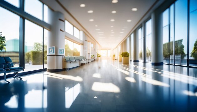 blurred background hospital reception medical center lobby waiting area clinic interior modern healthcare facility professional office
