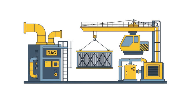 Direct Air Capture (DAC) Industrial Plant Vector Illustration