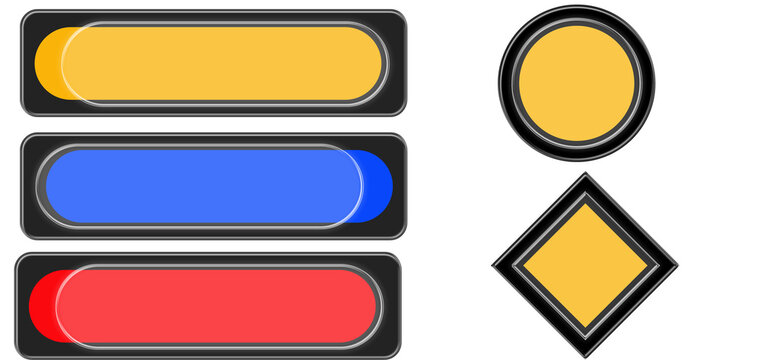3D Glassmorphism Toggle Buttons Rounded Shapes PNG Transparent
