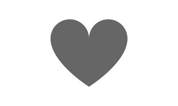 Grey Heart Shape Icon Valentine Love Romance Symbol PNG Cutout Graphic Element