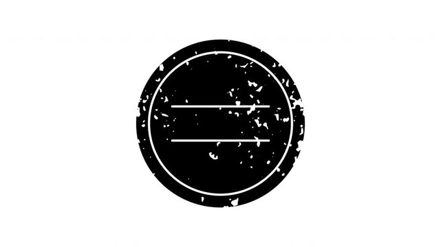 Distressed circular stamp animation with rough vintage texture on a transparent background. Grunge seal mark with worn ink style. Seamless animated icon. 4K video overlay isolated element.